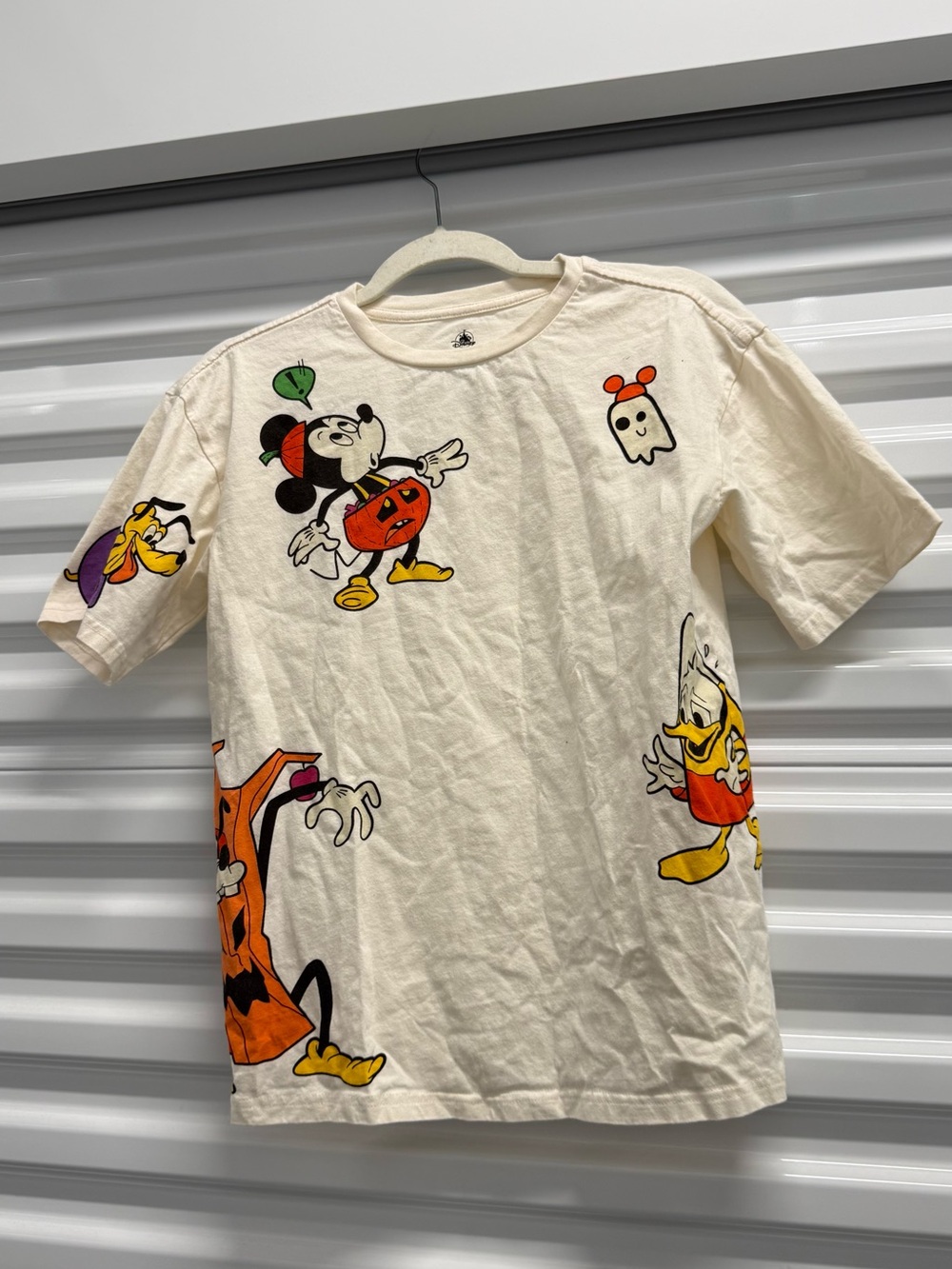 Cream Cartoon Graphic Tee - Disney pumpkin Halloween XS